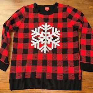 Joyland plaid s snowflakes ugly Christmas sweater XL
